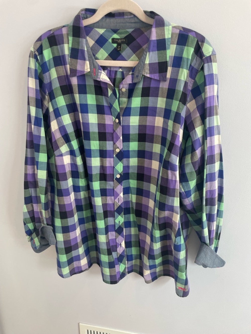 Talbots Blue, Green & Purple Plaid Shirt - Women's 2X